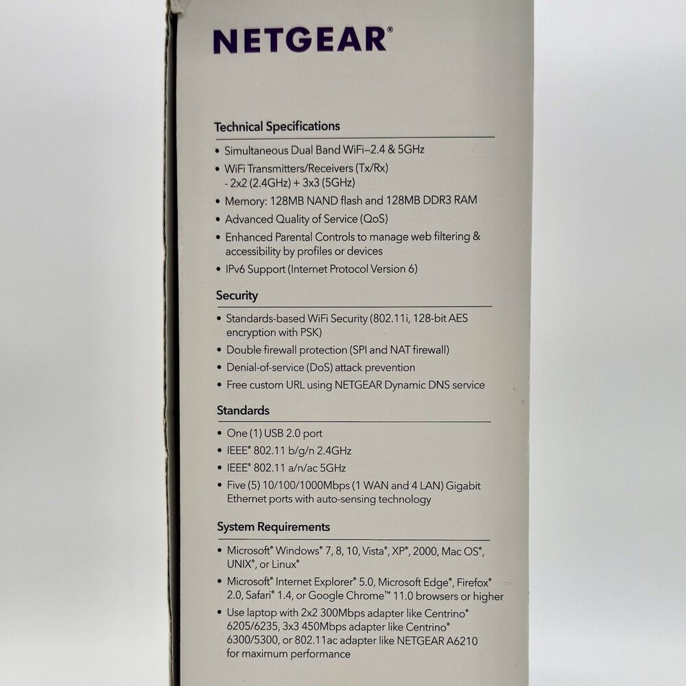 NETGEAR AC1600 Smart Wi-Fi Router Dual Band Gigabit R6260-100NAS NEW Open Box - Picture 3 of 9